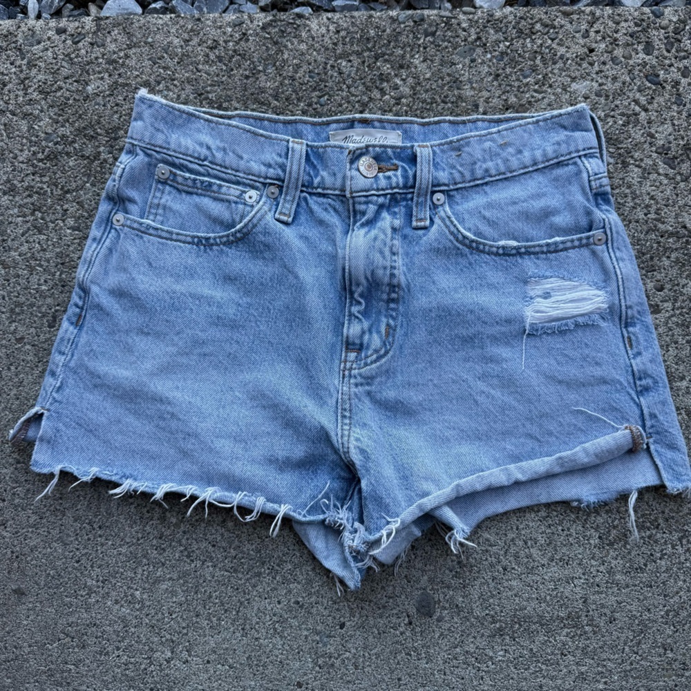Madewell relaxed denim shorts side slit Madeira edition